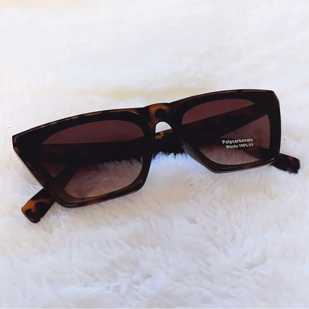 Lucy Tortoise Brown Sleek Square Frame Sunglasses